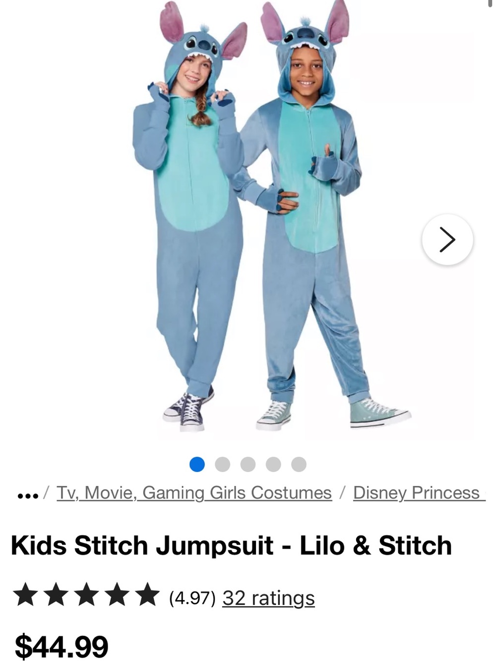 Spirit Kids Stitch One-Piece Jumpsuit Costume